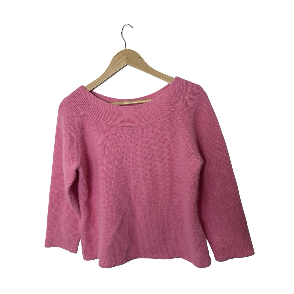 Rafaella Angora Lambswool Pink Sweater L Soft Luxury Bateau Neck Rabbit Hair